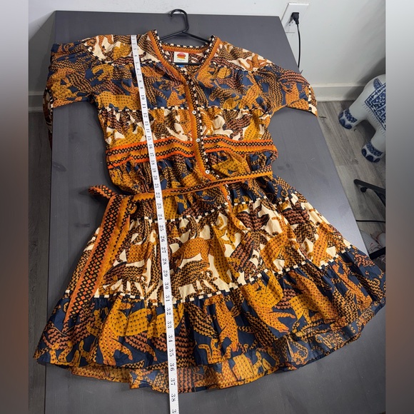 FARM RIO Anthropologie Long Sleeve V-Neck Printed Mini Dress - Picture 11 of 11